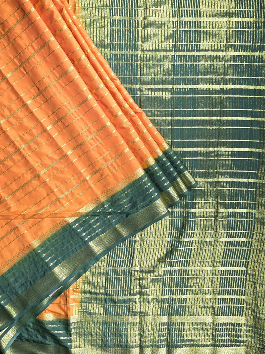 Classic Mysore Semi Silk Saree | Burnt Orange