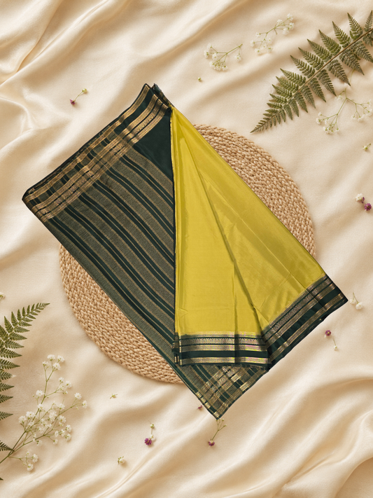 Mysore Silk Saree With Olive Green