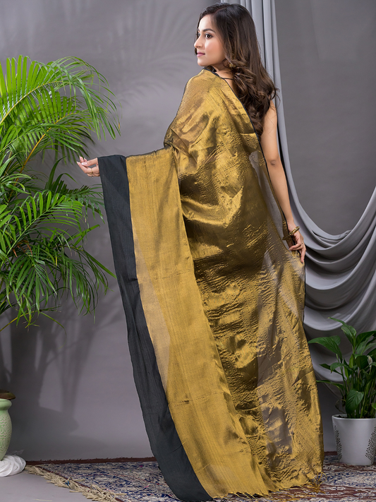 Tissue Silk Saree With Olive Green - 013