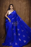 Reshom silk Matka Handloom Saree with Egyptian Blue-114