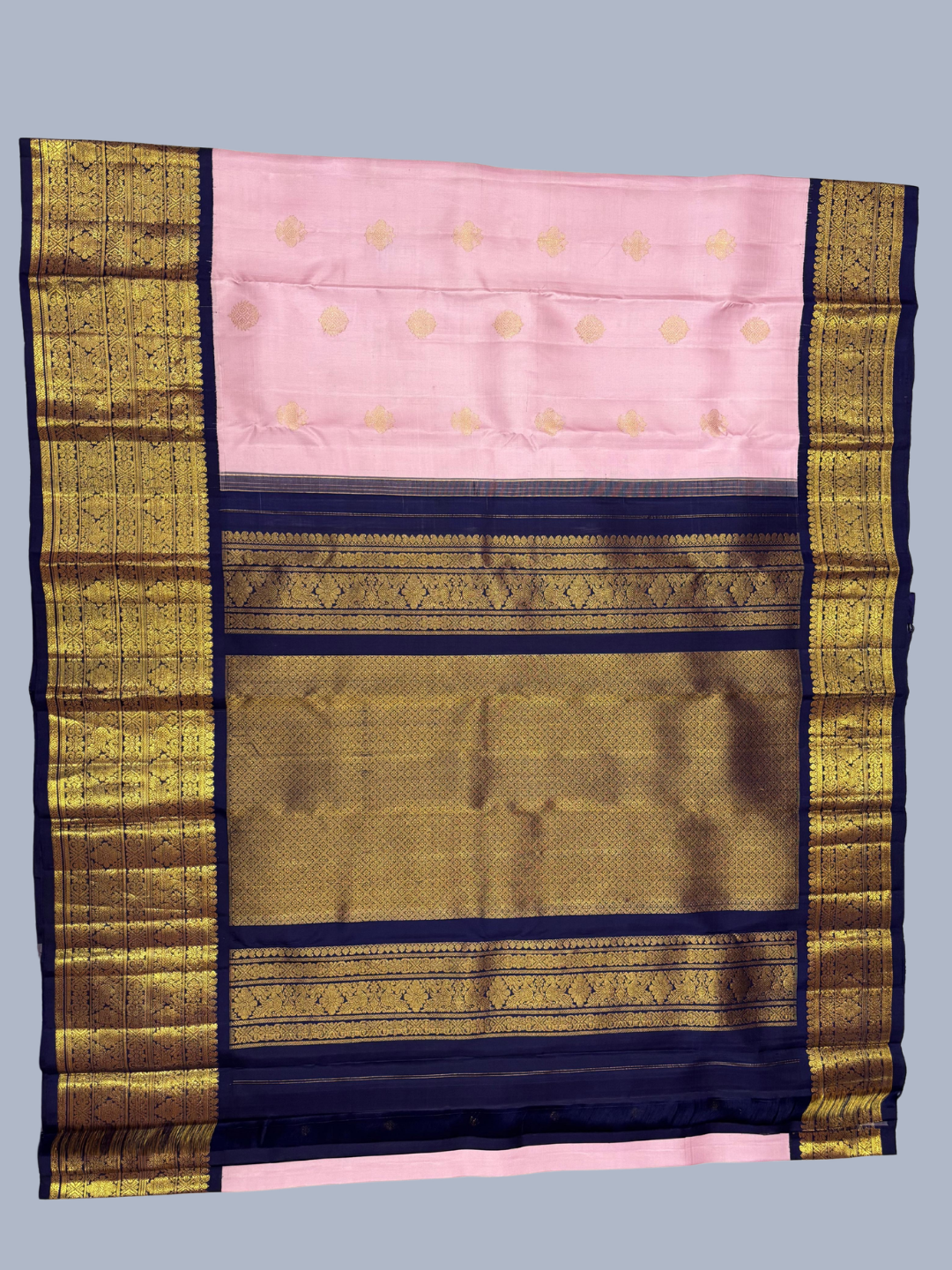 Handwoven Pure Gadwal Silk Saree | Baby Pink