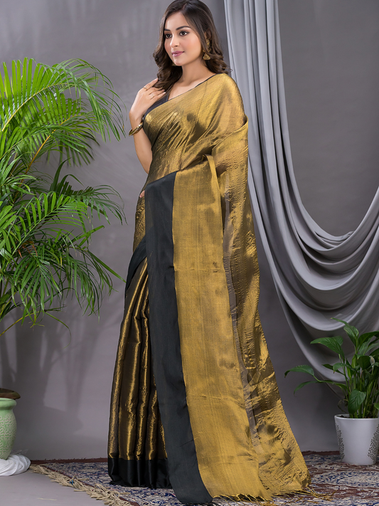 Tissue Silk Saree With Olive Green - 013