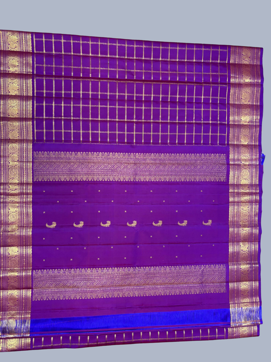 Pure Handwoven Gadwal Silk Saree With Plum Purple -030