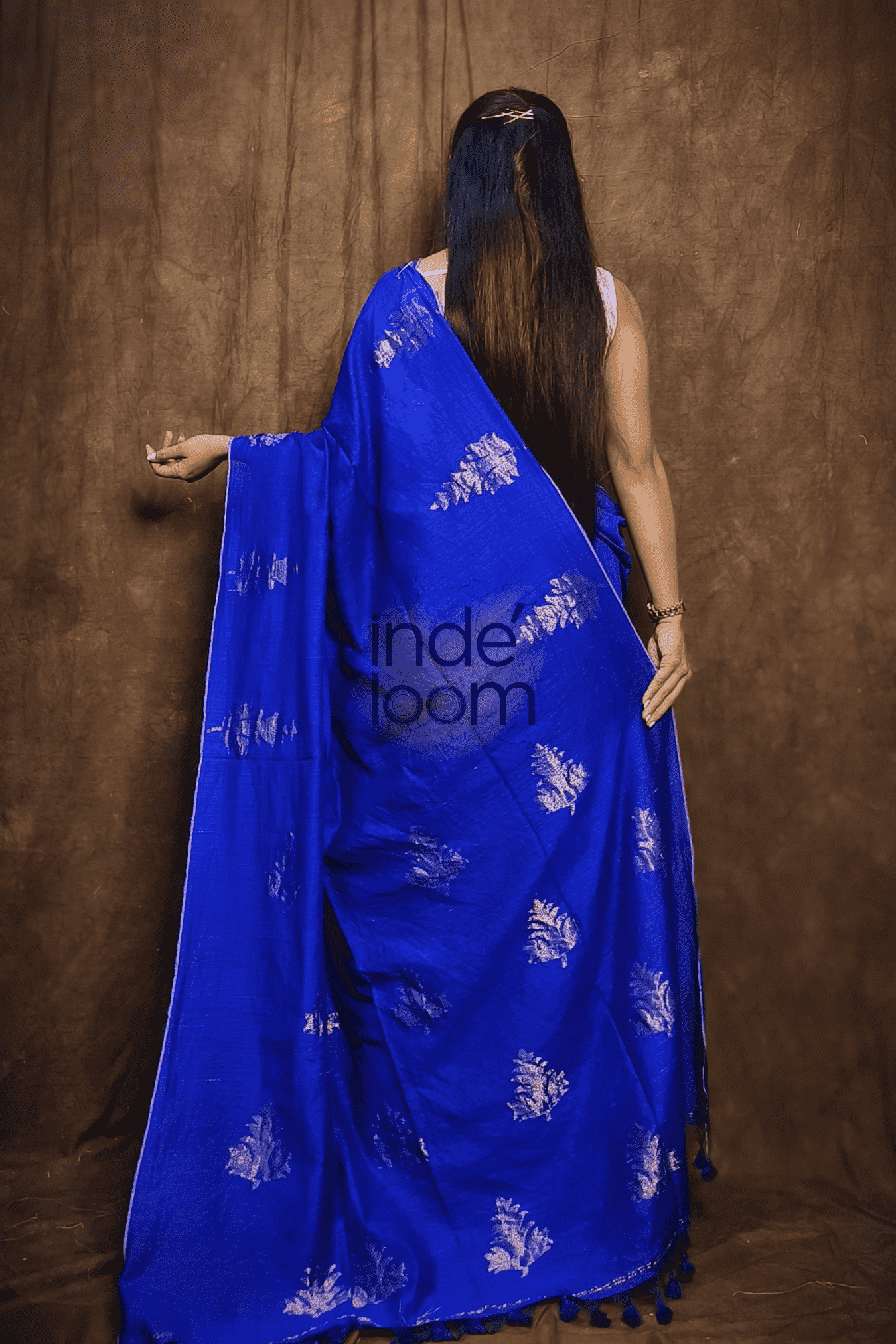 Reshom silk Matka Handloom Saree with Egyptian Blue-114