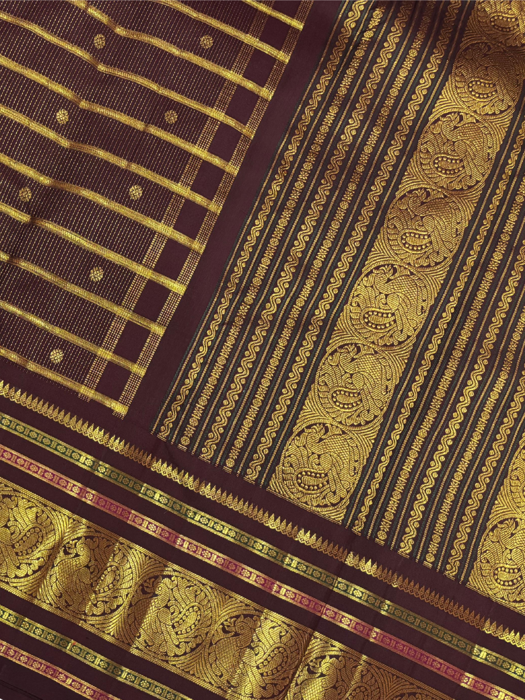 Handwoven Pure Gadwal Silk Saree | Brown