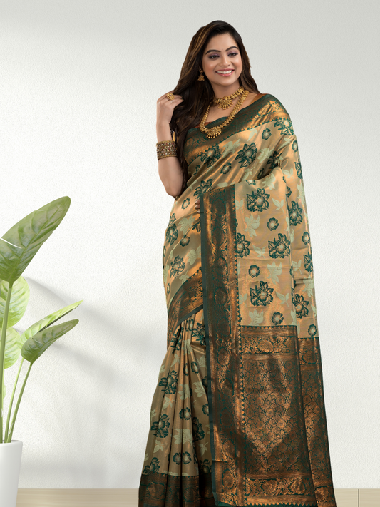 Jade Green Cotton Silk Saree - 018