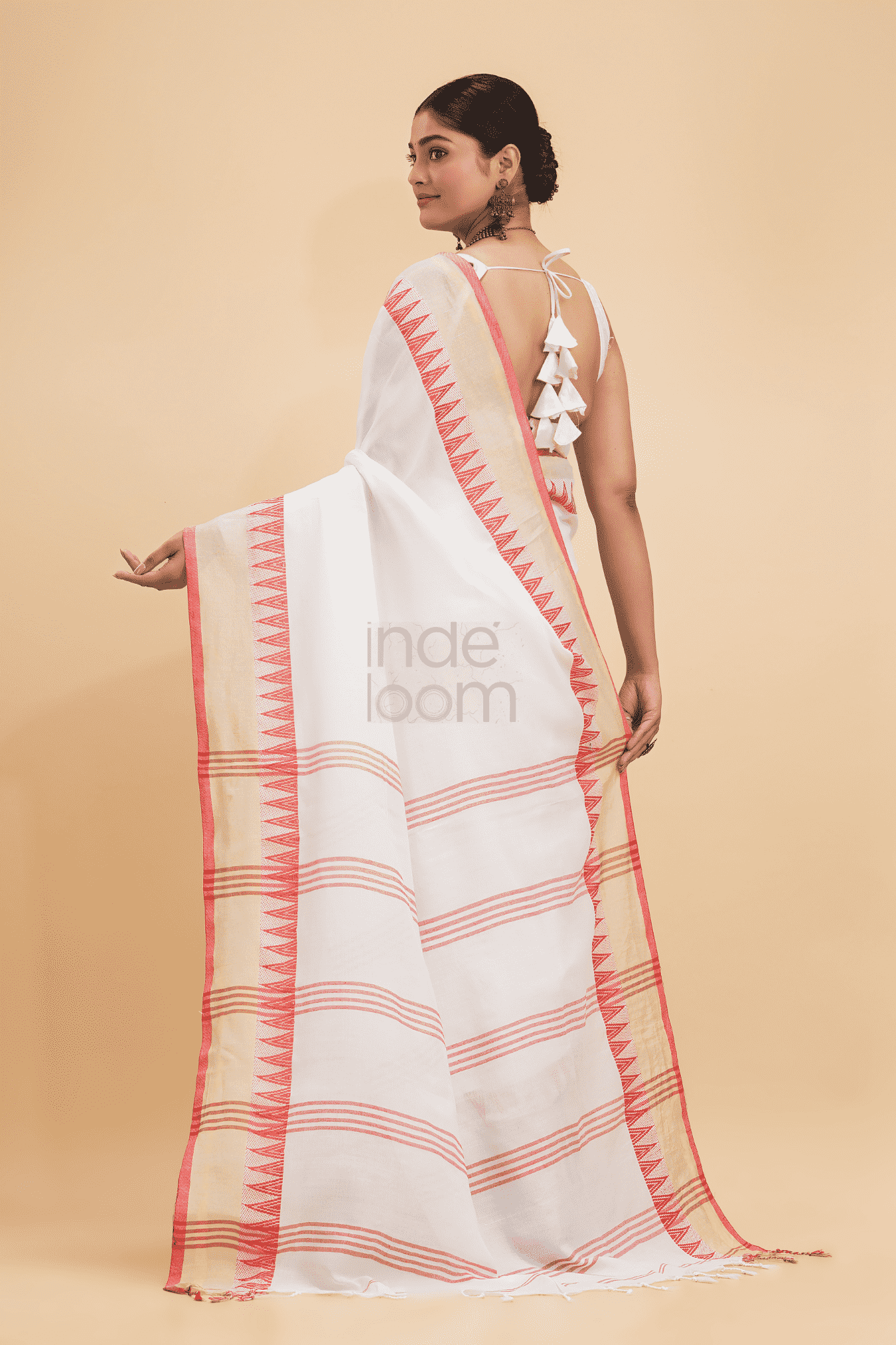 Dewali Silk Saree with Red and Golden Border-008 - indeloom