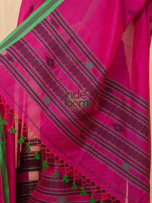 Festival Rose | Handloom Jamdani Mercerised-Cotton Unstitched 2-Piece Kurti | Bhujodi Design