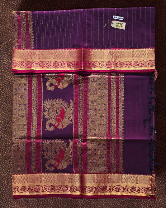 Kanchi Cotton|Purple & REd