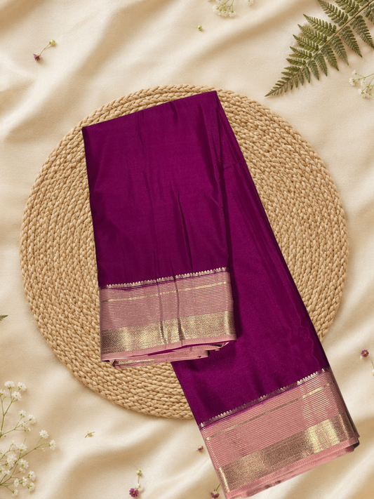 Classic Mysore Silk Saree | Wine Purple