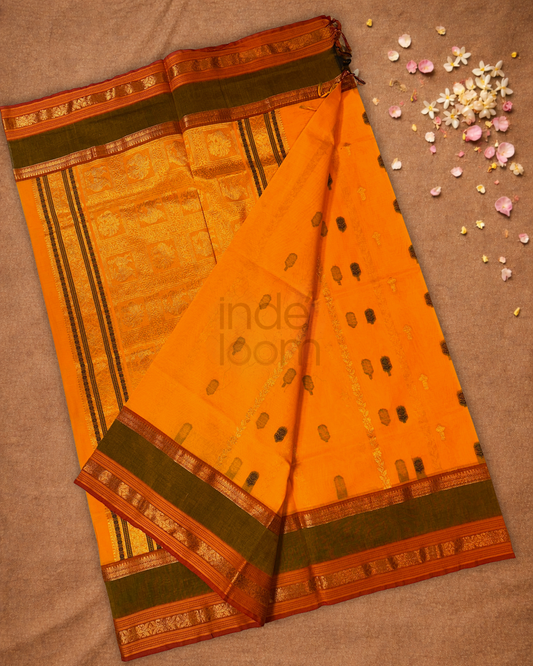 Chettinad Cotton Saree | Tangerine Orange