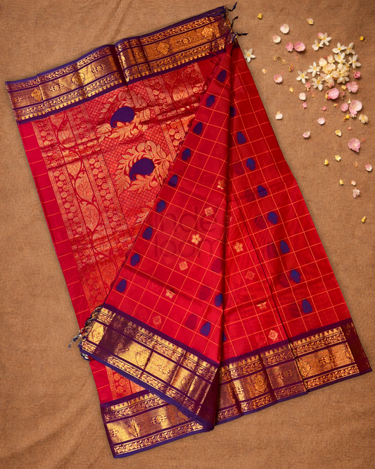 Chettinad Cotton Saree | Classic Red