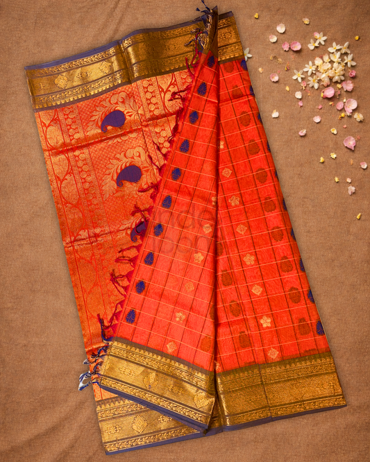 Chettinad Cotton Saree | Burnt Orange