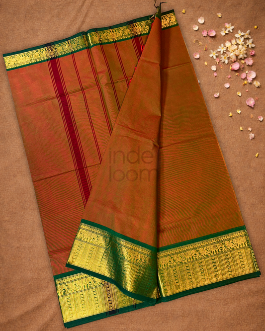 Chettinad Cotton Saree | Rust Brown