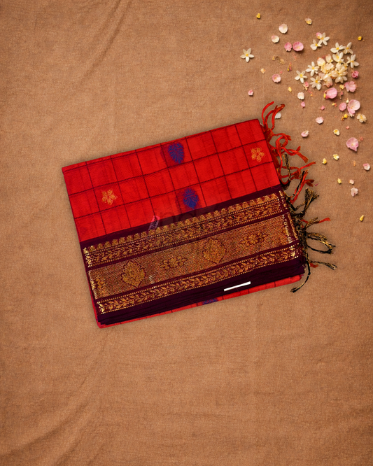 Chettinad Cottton Saree With Bright Pink