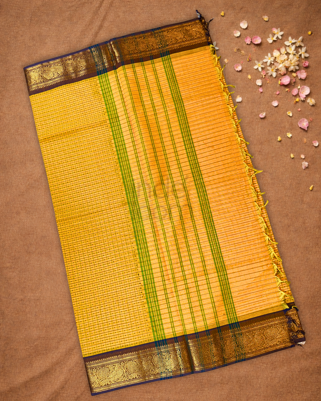 Chettinad Cotton Saree | Mustard Yellow