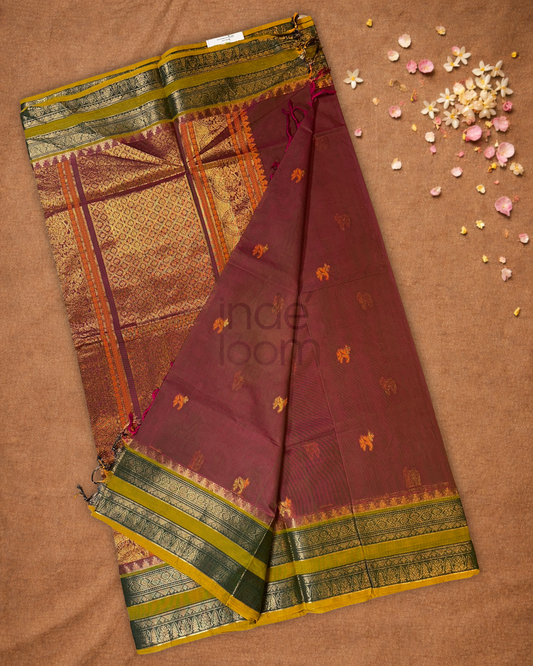 Chettinad Cotton Saree | Wine Red
