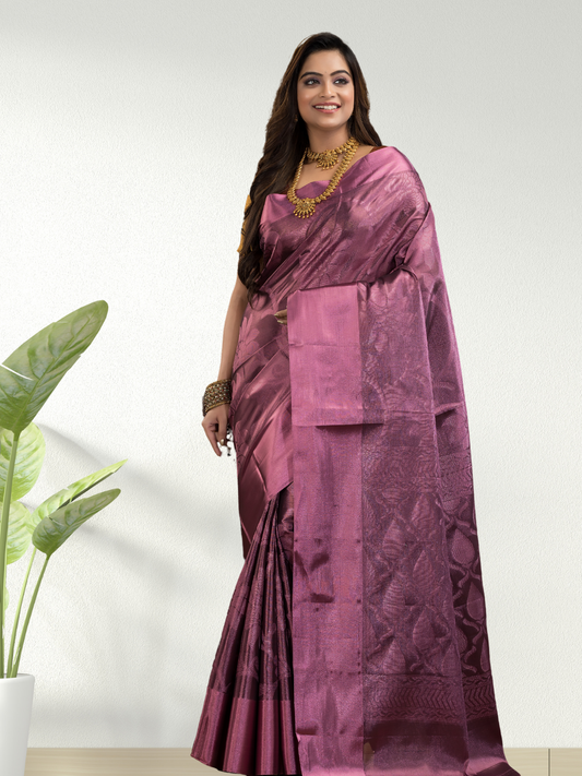 Grape Pink Cotton Silk Saree - 002