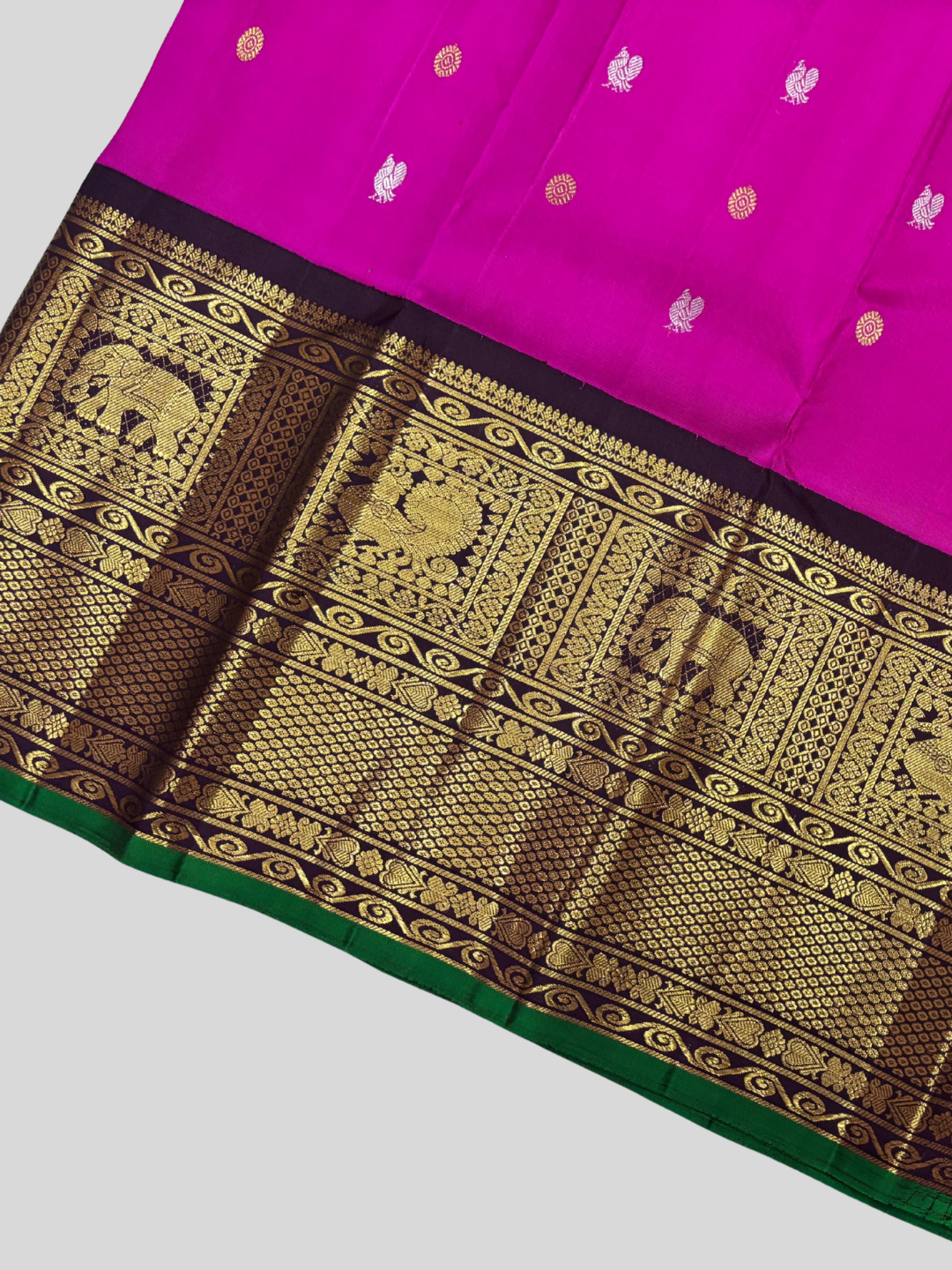 Handwoven Pure Gadwal Silk Saree | Magenta Pink