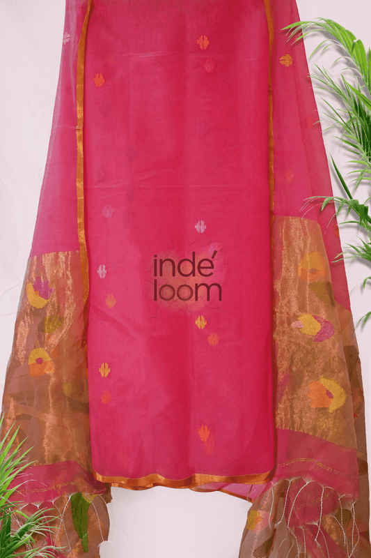 Bridal Rose | Handloom Jamdani Muslin Unstitched 2-Piece Kurti