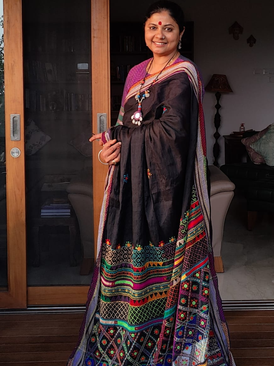 Traditional Ilkal Khun Silk Saree | Midnight Black