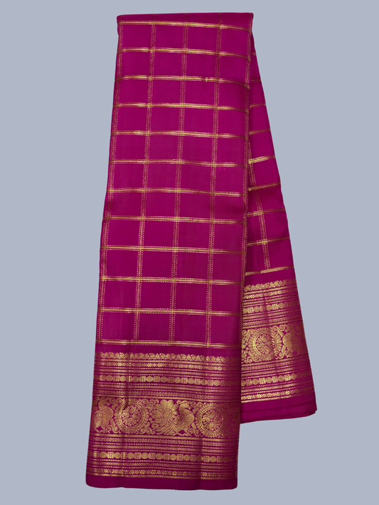 Pure Handwoven Gadwal Silk Saree With Hot Pink - 011