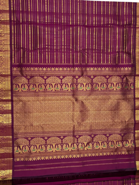 Handwoven Pure Gadwal Silk Saree | Wine Red
