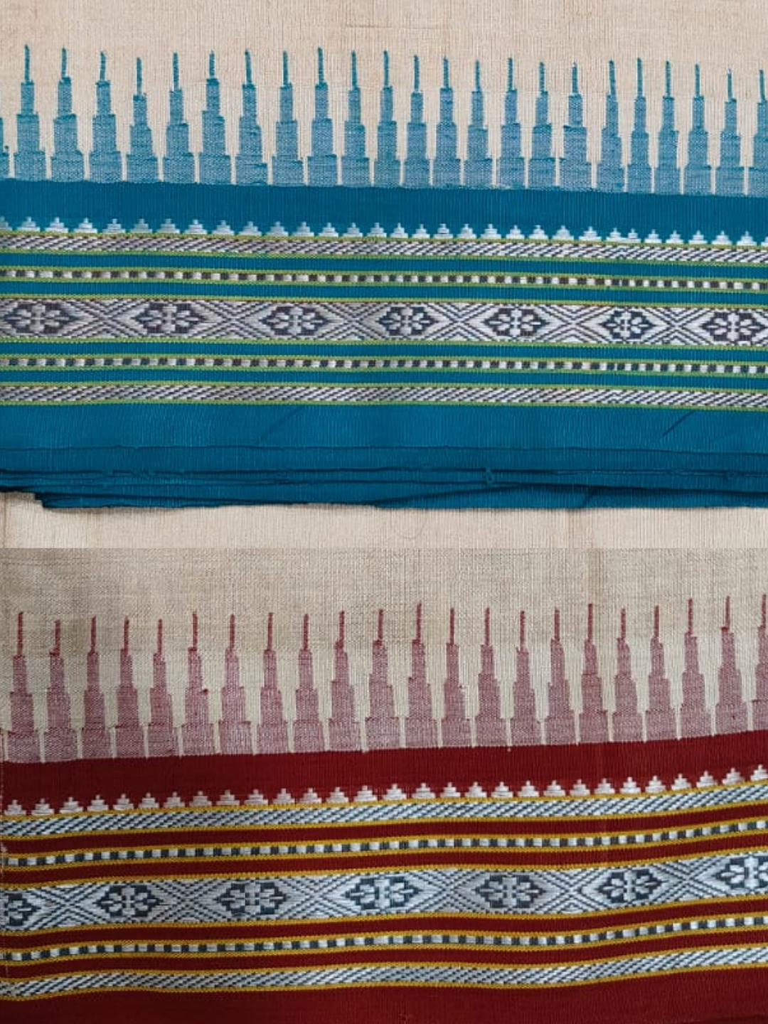 Handwoven Pure Vidarbha Silk Saree | Blue and Red