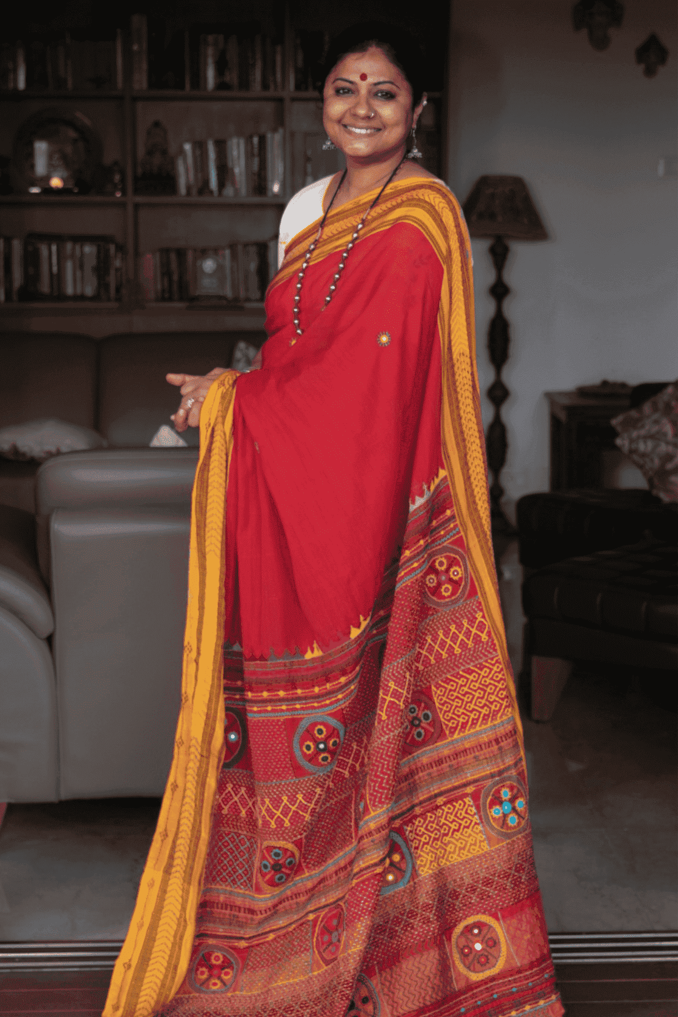 Pure Ilkal Silk Saree in Red with Designed Pallu - 011
