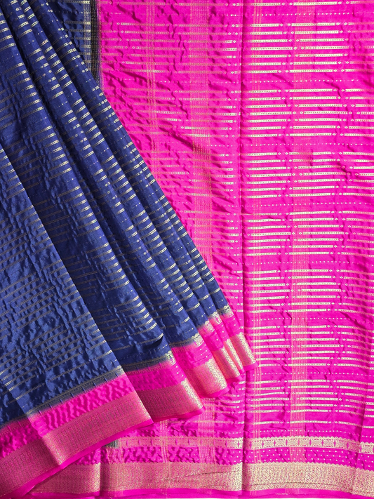 Classic Mysore Semi Silk Saree | Navy Blue