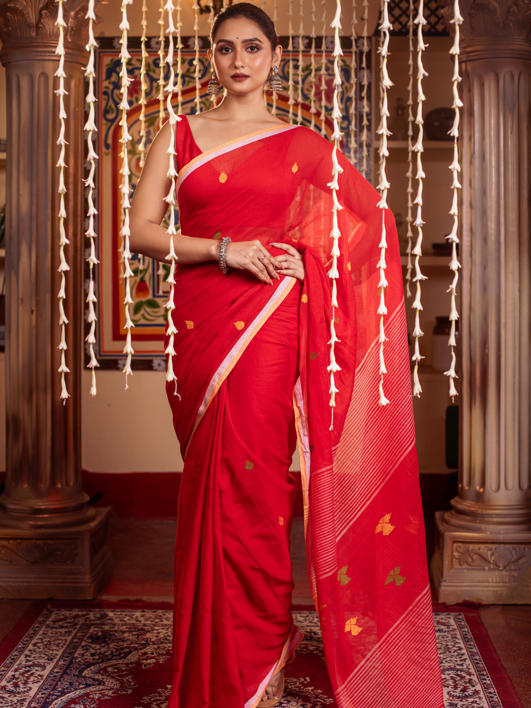 Chilli Red Handloom cotton-052