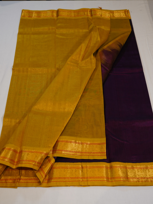 Pure Handloom Korvai Saree |Grape Purple