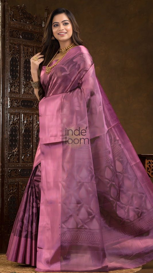 Grape Pink Cotton Silk Saree - 002