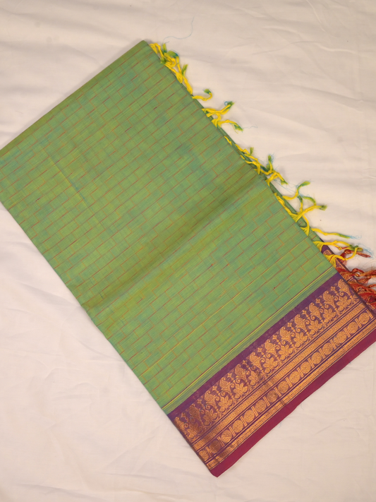 Kanchi Cotton|Aqua Green & purple