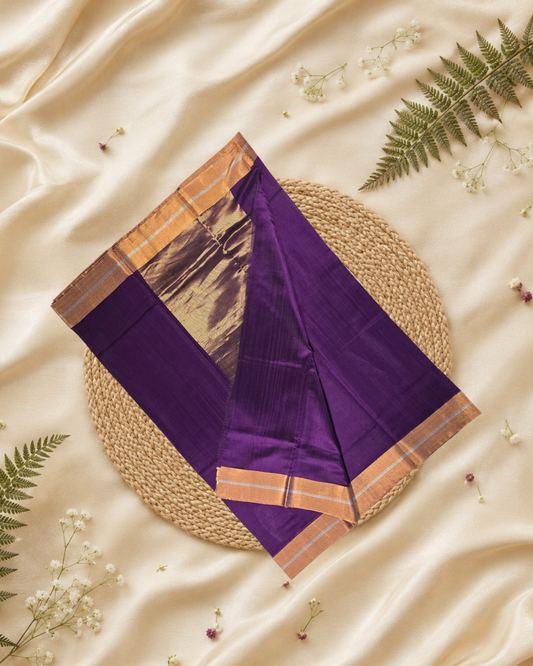 Chanderi Silk Saree With Wine Purple