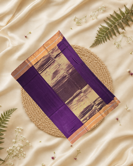 Chanderi Silk Saree With Wine Purple