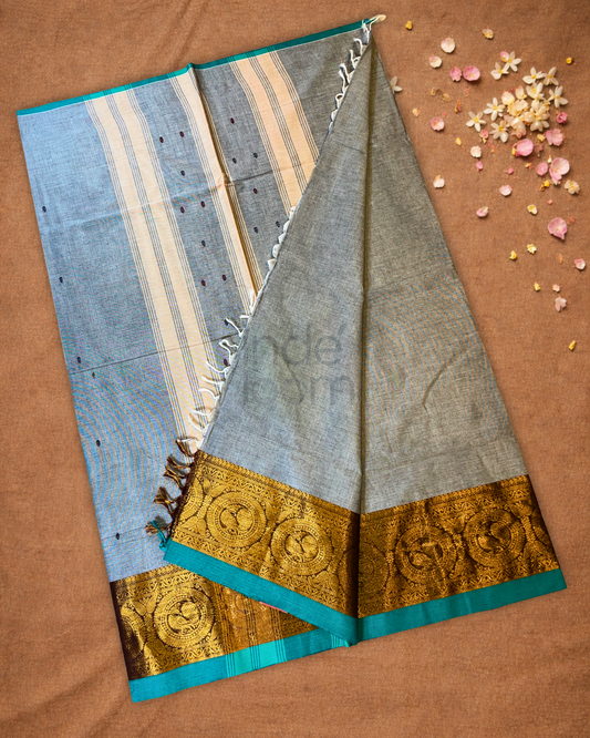 Chettinad cotton Saree | Slate Grey