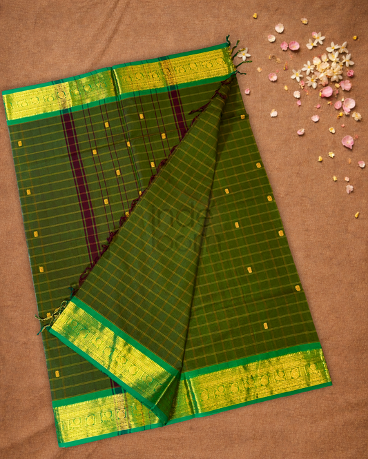 Chettinad Cotton Saree | Army Green