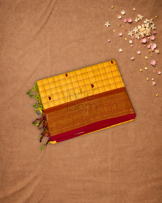 Chettinad Cottton Saree With Corn Yellow
