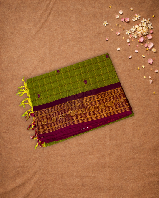 Chettinad cotton Saree | Olive Green