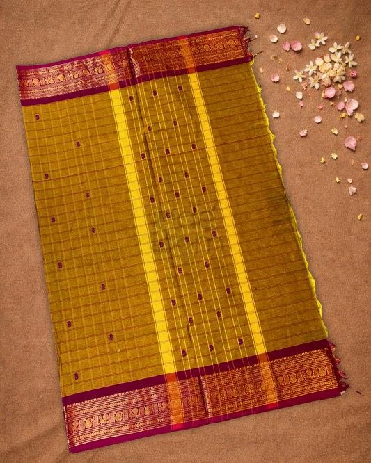 Chettinad Cotton Saree | Mustard Yellow