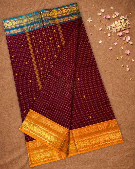 Chettinad Cotton Saree | Maroon Red