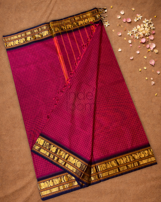 Chettinad Cotton Saree | Deep Pink