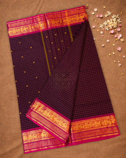 Chettinad cotton Saree | Berry Pink