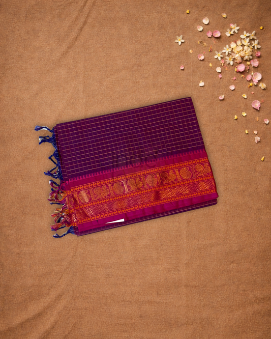 Chettinad Cottton Saree With Plum Purple