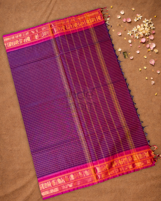 Chettinad Cotton Saree | Plum Purple