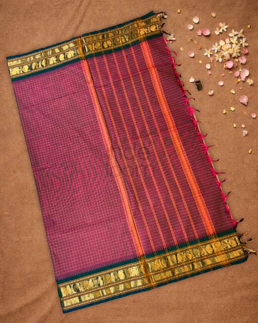 Chettinad Cotton Saree | Berry Pink