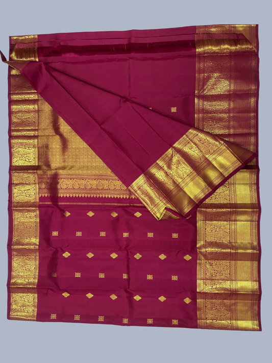 Pure Handwoven Gadwal Silk Saree With Deep Red - 011