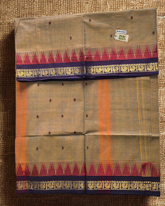 Kanchi Cotton|Dual tone Ocher Yellow & Navy Blue