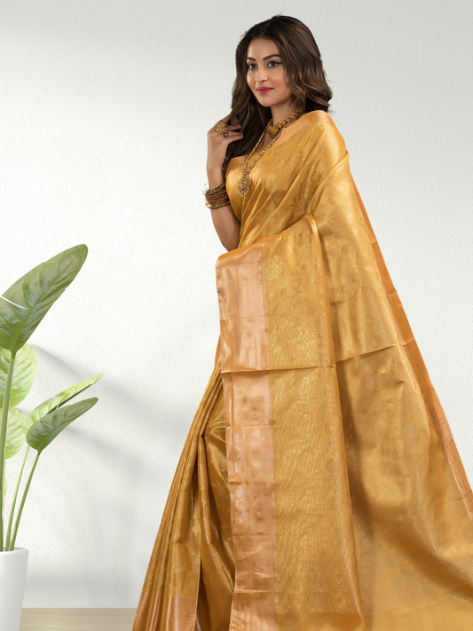 Mustard Yellow Cotton Silk Saree - 004